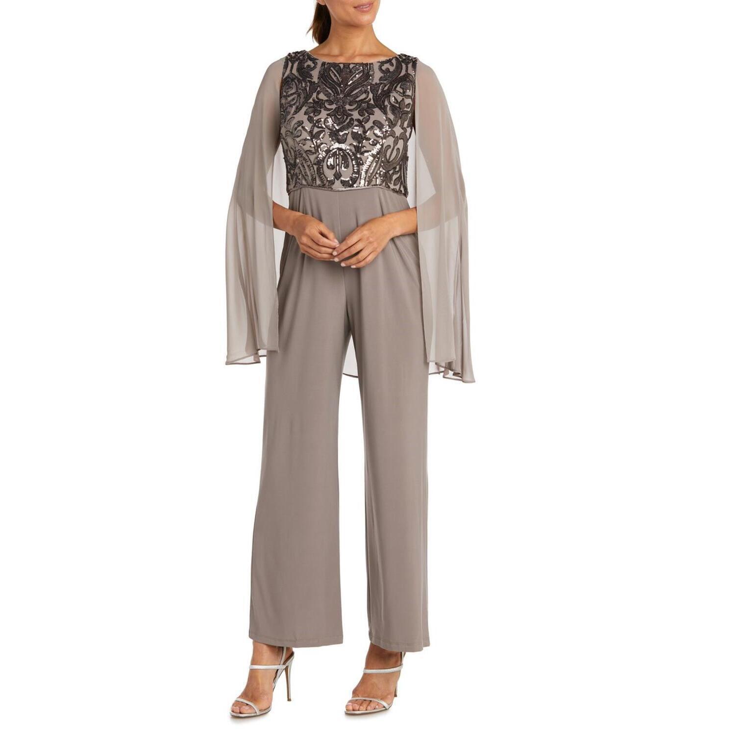 New R&M Richards Formal Capelet Jumpsuit In Mocha